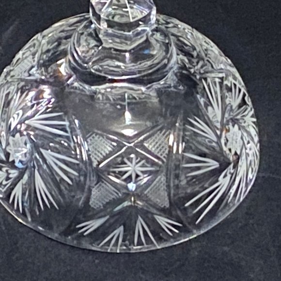 Eleanor American Cut Round Glass Cover Butter/Cheese Dish Pinwheel Fan Stars - Picture 11 of 11